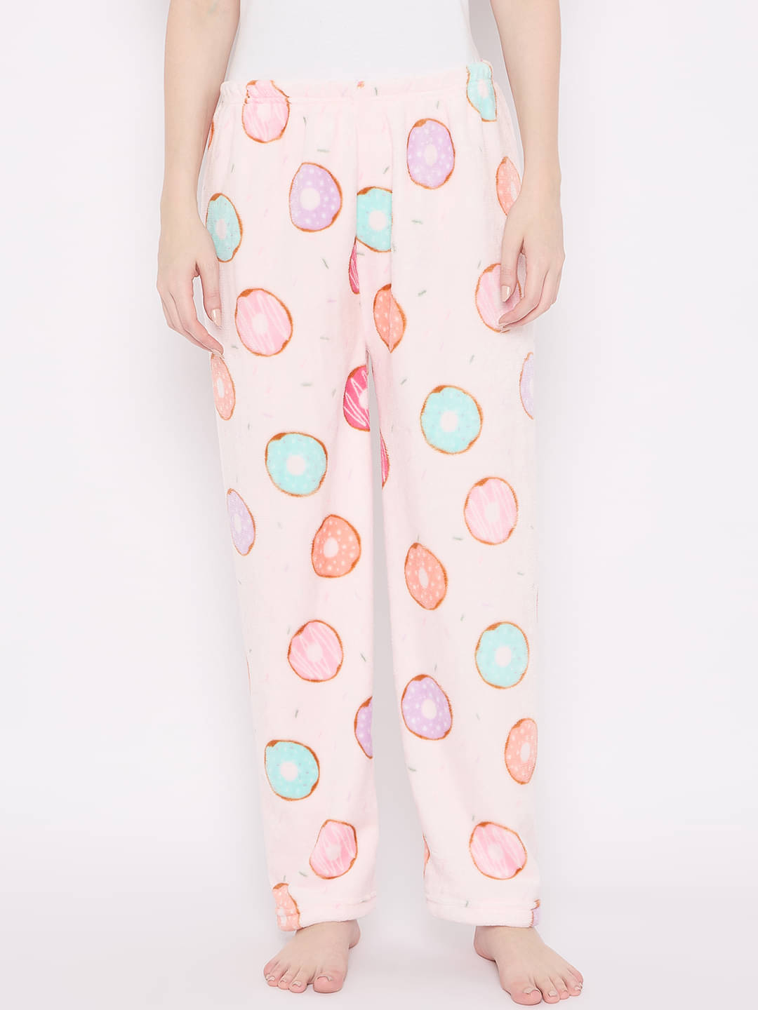     			Camey Fleece Printed Women Pyjama ( Pink )
