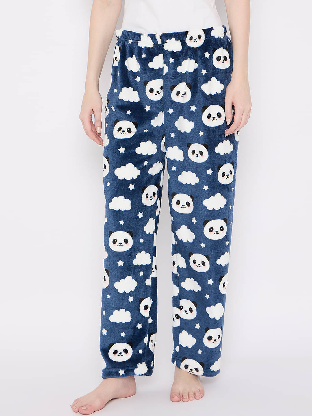     			Camey Fleece Printed Women Pyjama ( Blue )