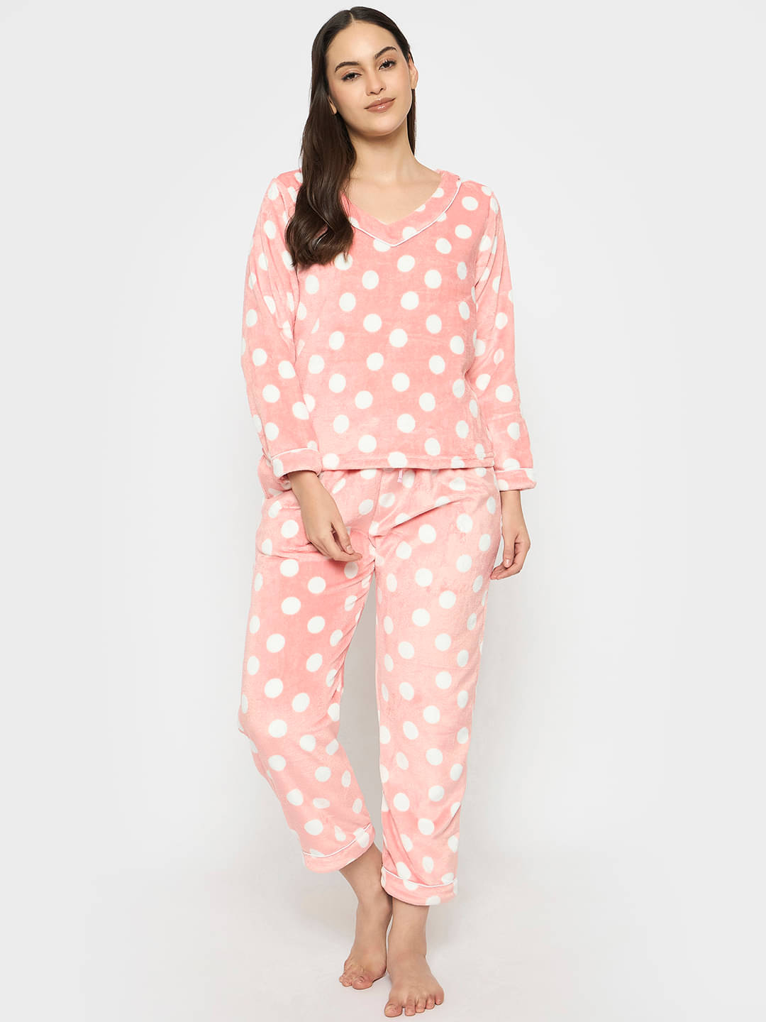     			Camey Woollen Printed Women Top with Pyjama ( Pink )