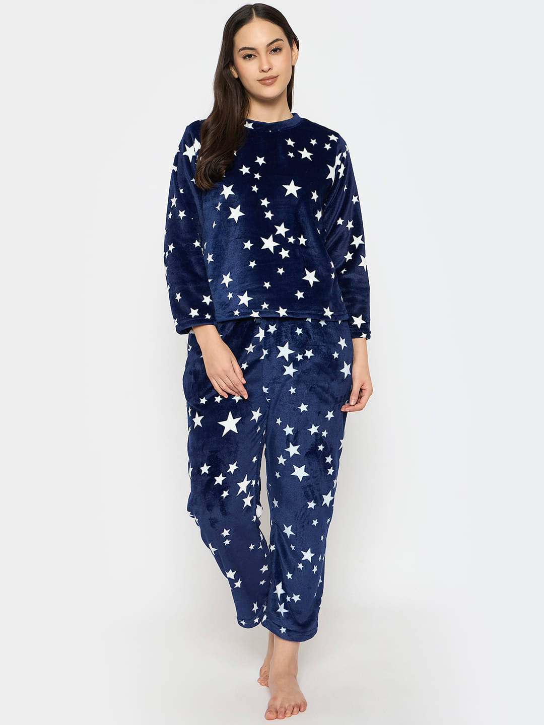     			Camey Woollen Printed Women Top with Pyjama ( Navy )