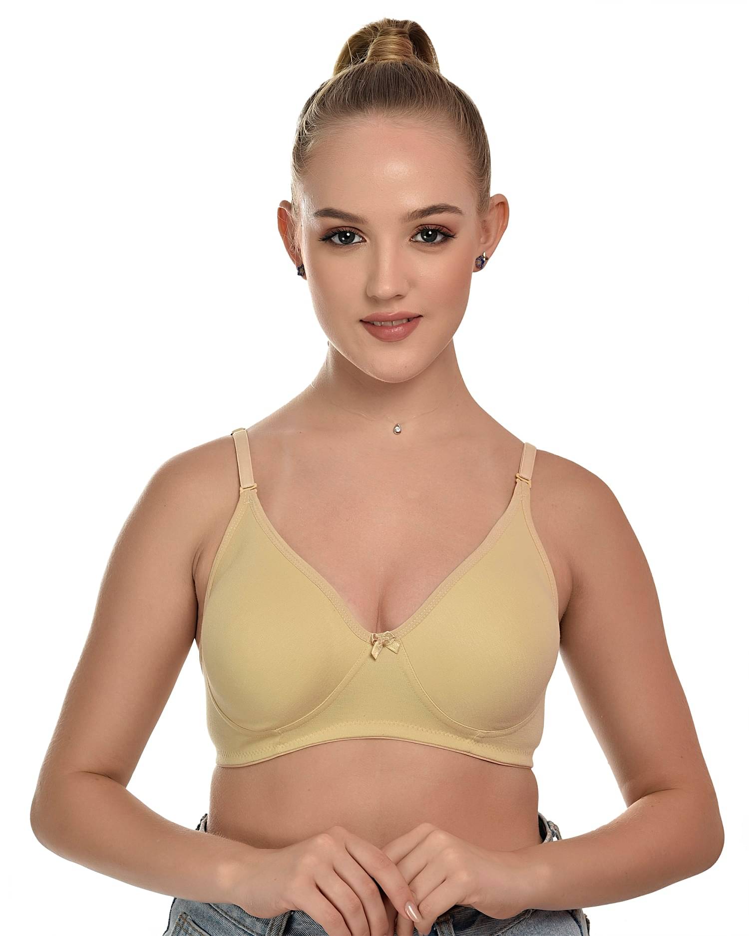     			Cutsnfresh Pack of 1 Cotton Non Padded Everyday Bra For Women ( Beige )