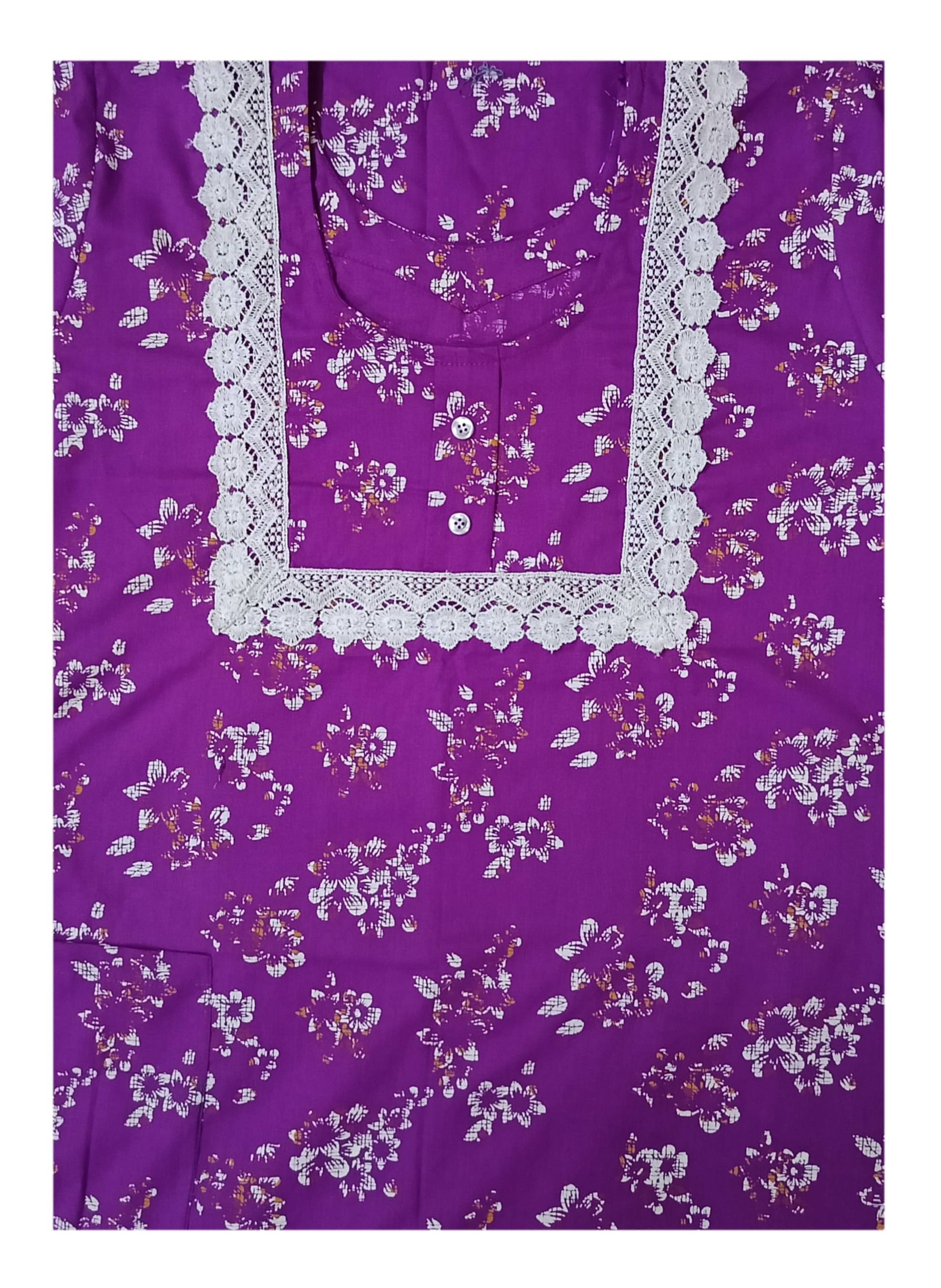     			DEVANSH TRENDS Cotton Printed Women Regular Nighty ( Purple )
