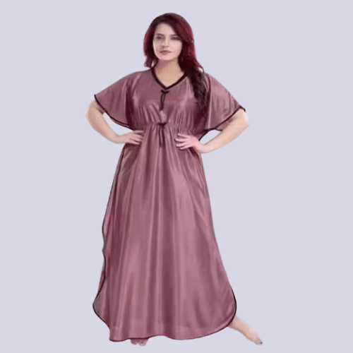     			DIVYASTRI FASHION Satin Solid Women Kaftan Nighty ( Purple )