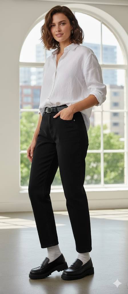     			DS MALL Women's Mom Fit High-Rise Jeans ( Black )