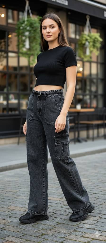     			DS MALL Women's Straight Fit High-Rise Jeans ( Charcoal )