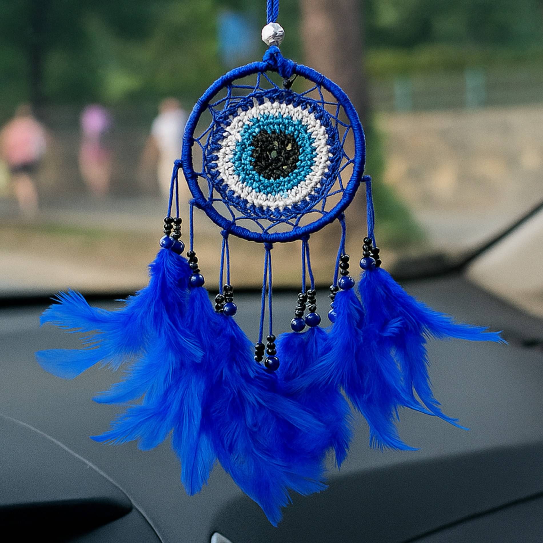     			GIFTWA Blue Feather Dream Catcher - Pack of 1 ( 20 X 8 cms )