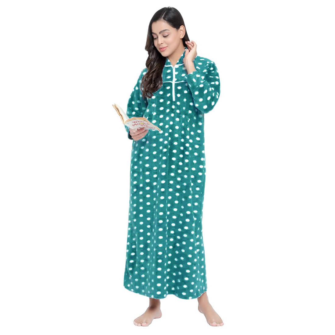     			Gutthi Woollen Solid Women Regular Nighty ( Green )