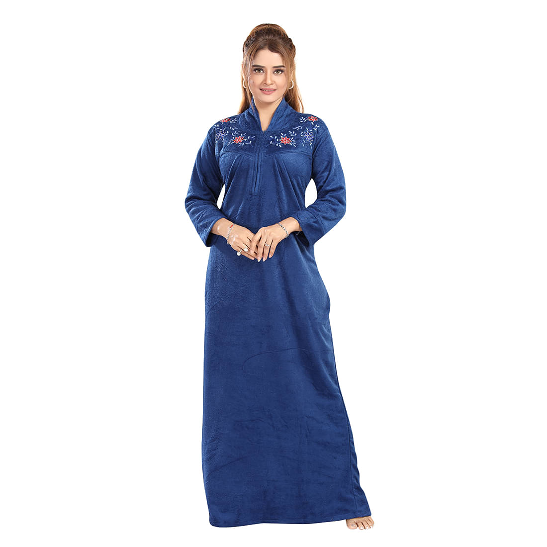     			Gutthi Woollen Solid Women Regular Nighty ( Blue )