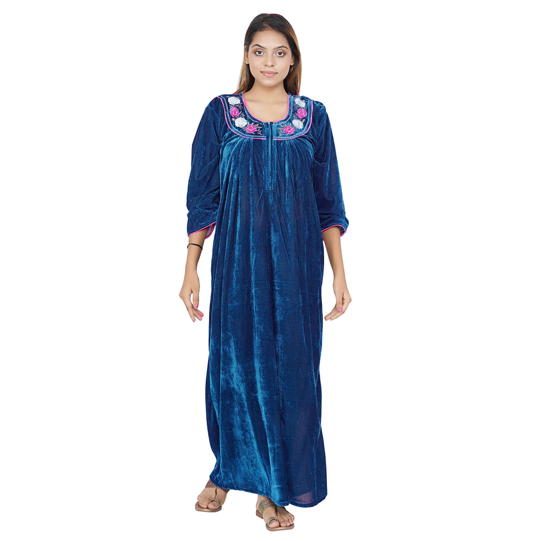     			Gutthi Woollen Solid Women Regular Nighty ( Blue )