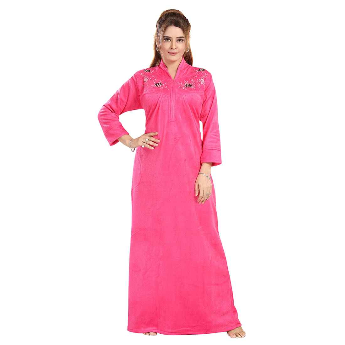     			Gutthi Woollen Solid Women Regular Nighty ( Pink )