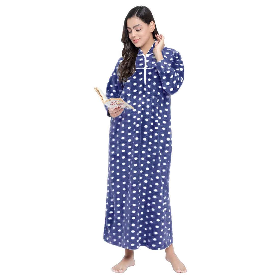     			Gutthi Woollen Solid Women Regular Nighty ( Blue )