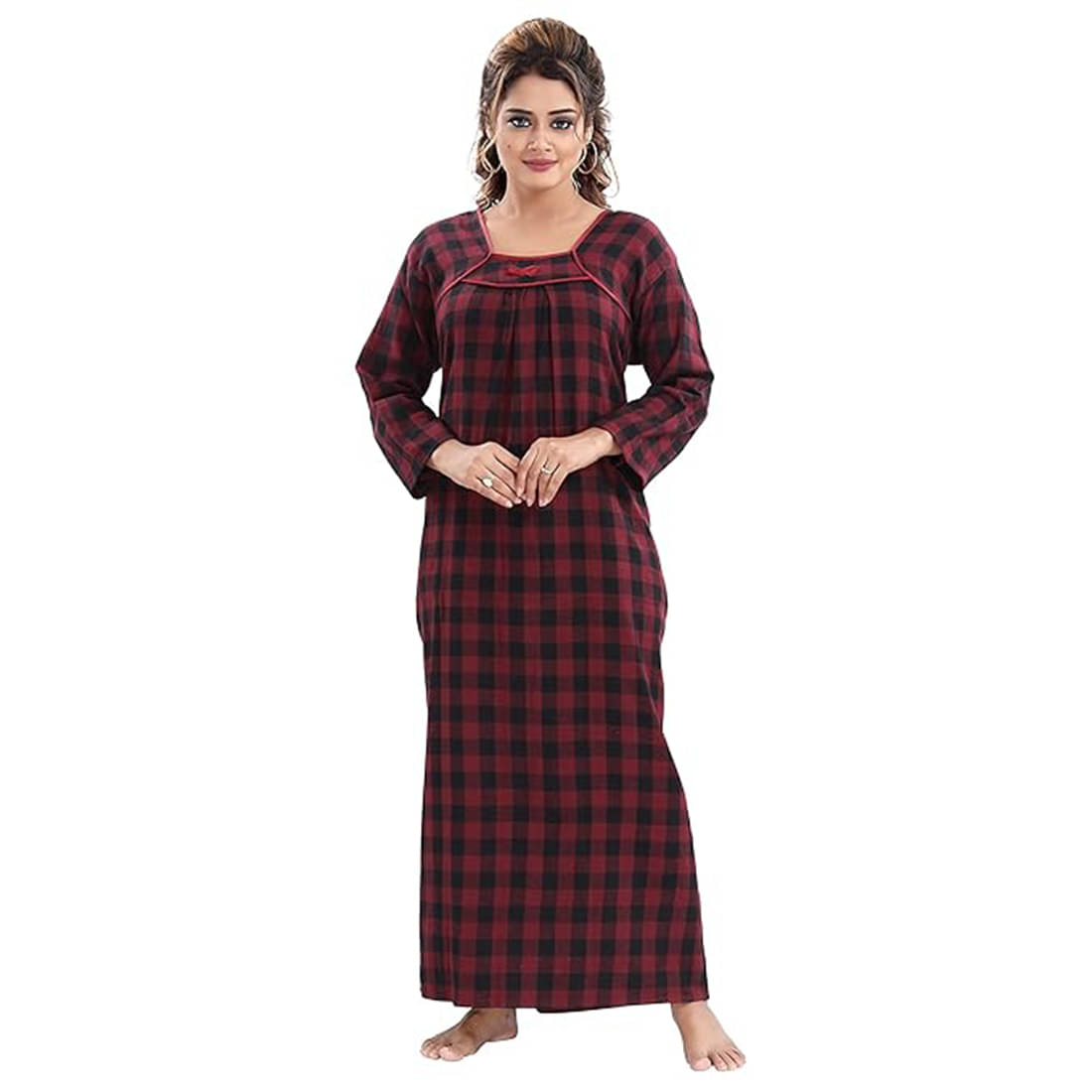     			Gutthi Woollen Solid Women Regular Nighty ( Maroon )