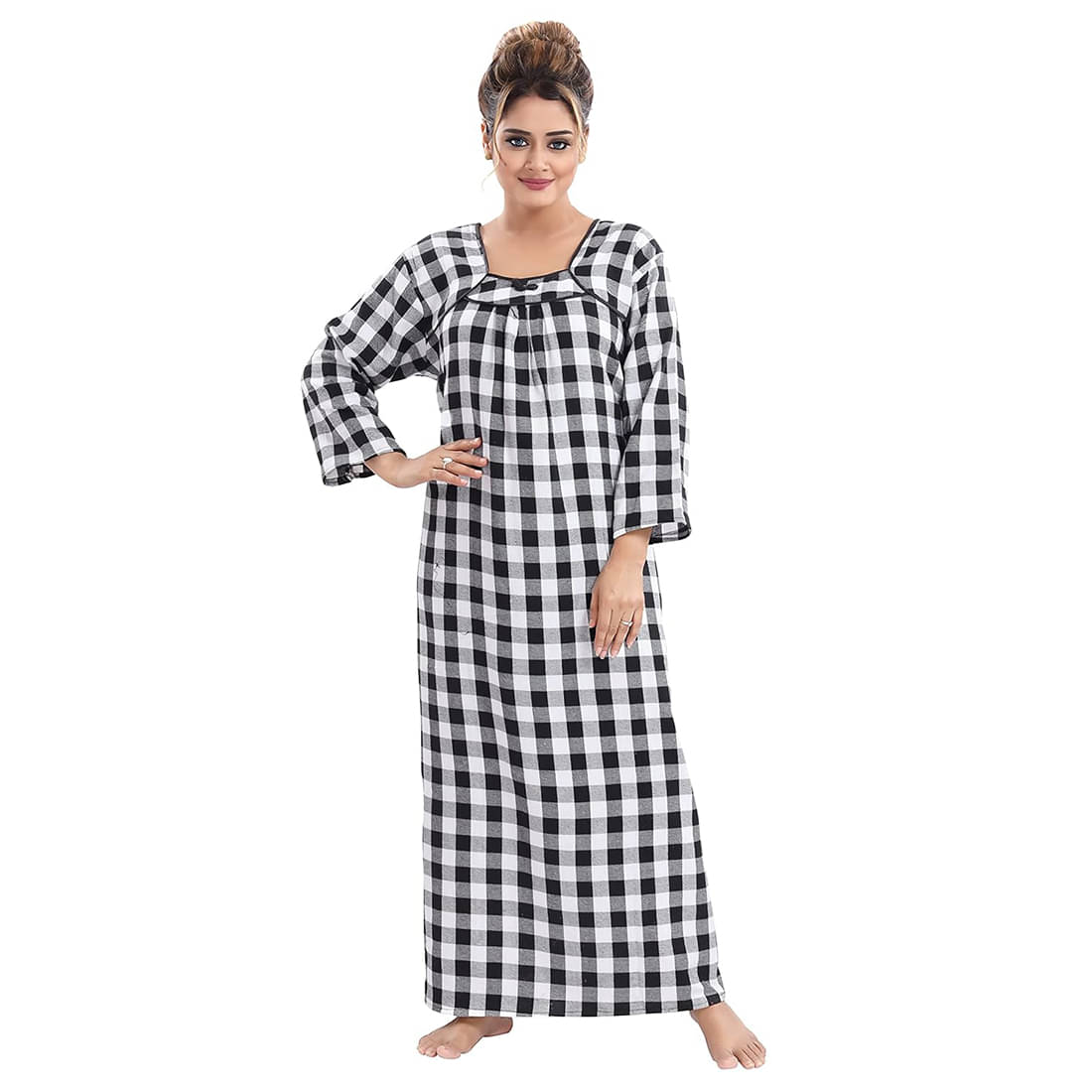     			Gutthi Woollen Solid Women Regular Nighty ( Black )