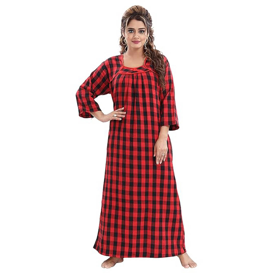     			Gutthi Woollen Solid Women Regular Nighty ( Red )