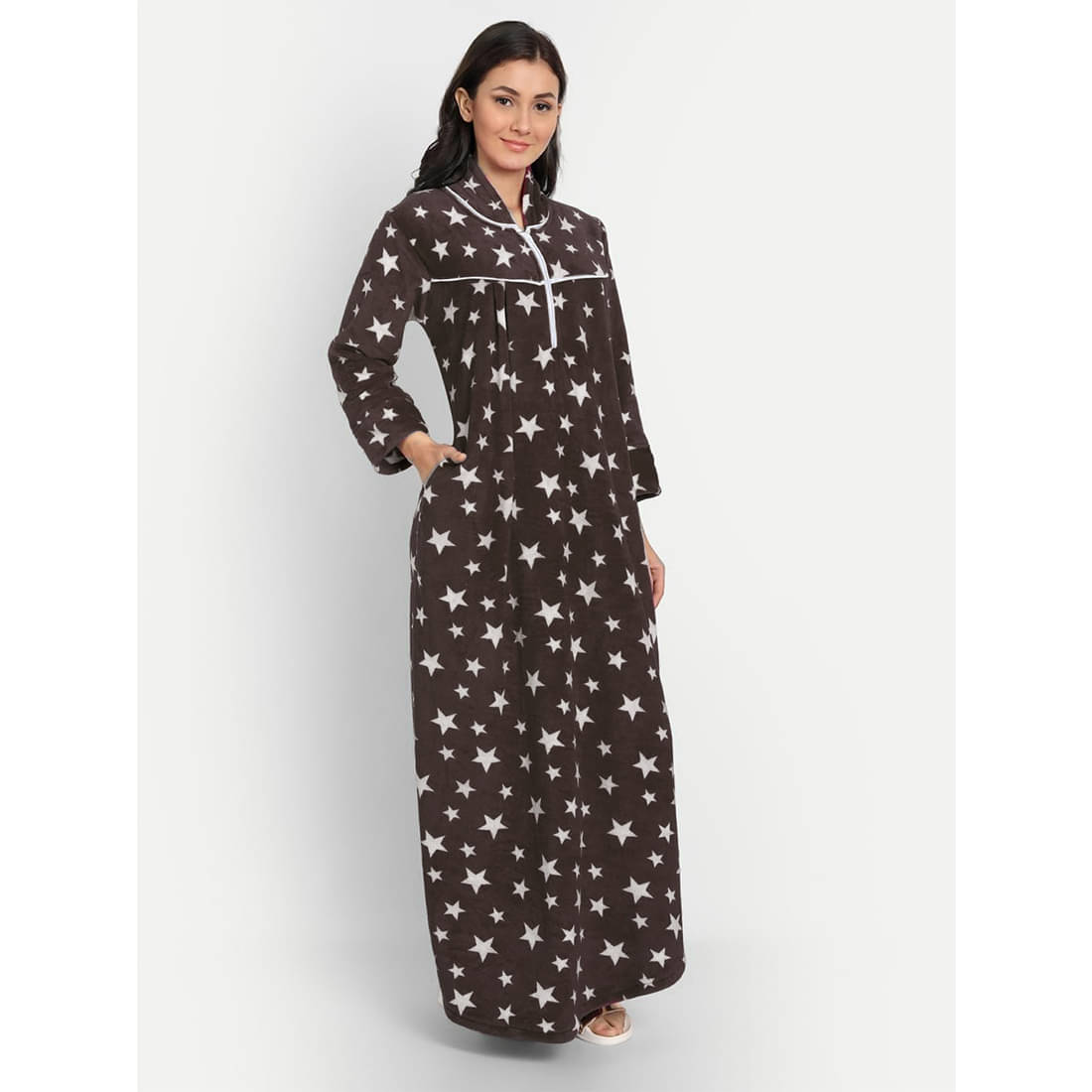     			Gutthi Woollen Solid Women Regular Nighty ( Brown )
