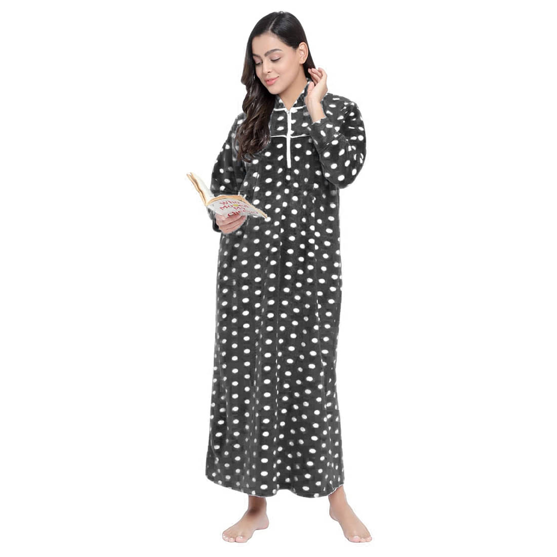     			Gutthi Woollen Solid Women Regular Nighty ( Grey )