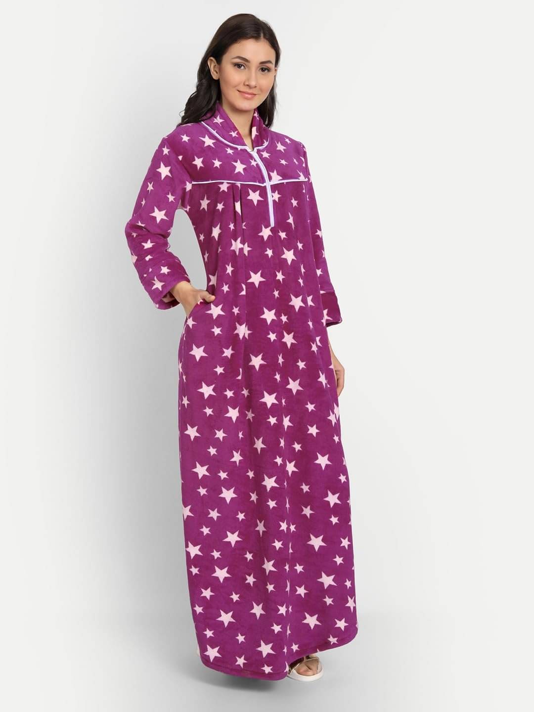     			Gutthi Woollen Solid Women Regular Nighty ( Pink )