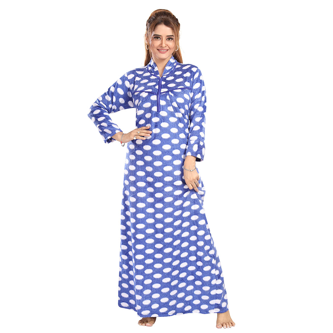     			Gutthi Woollen Solid Women Regular Nighty ( Light blue )