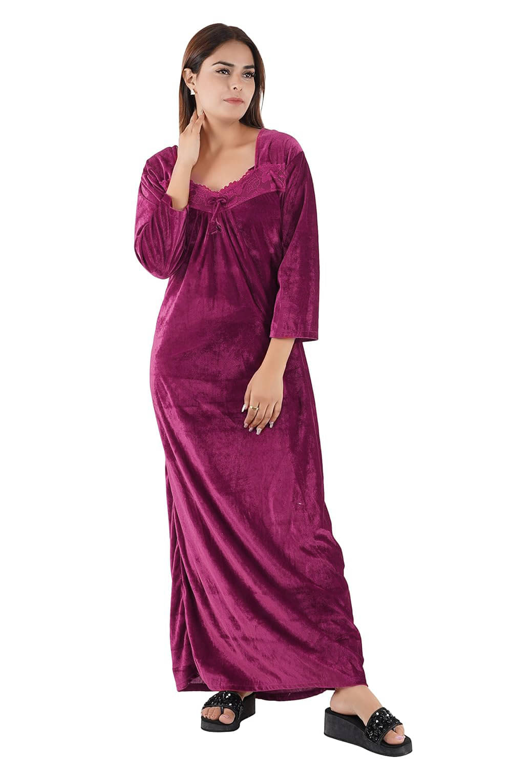     			Gutthi Woollen Solid Women Regular Nighty ( Pink )