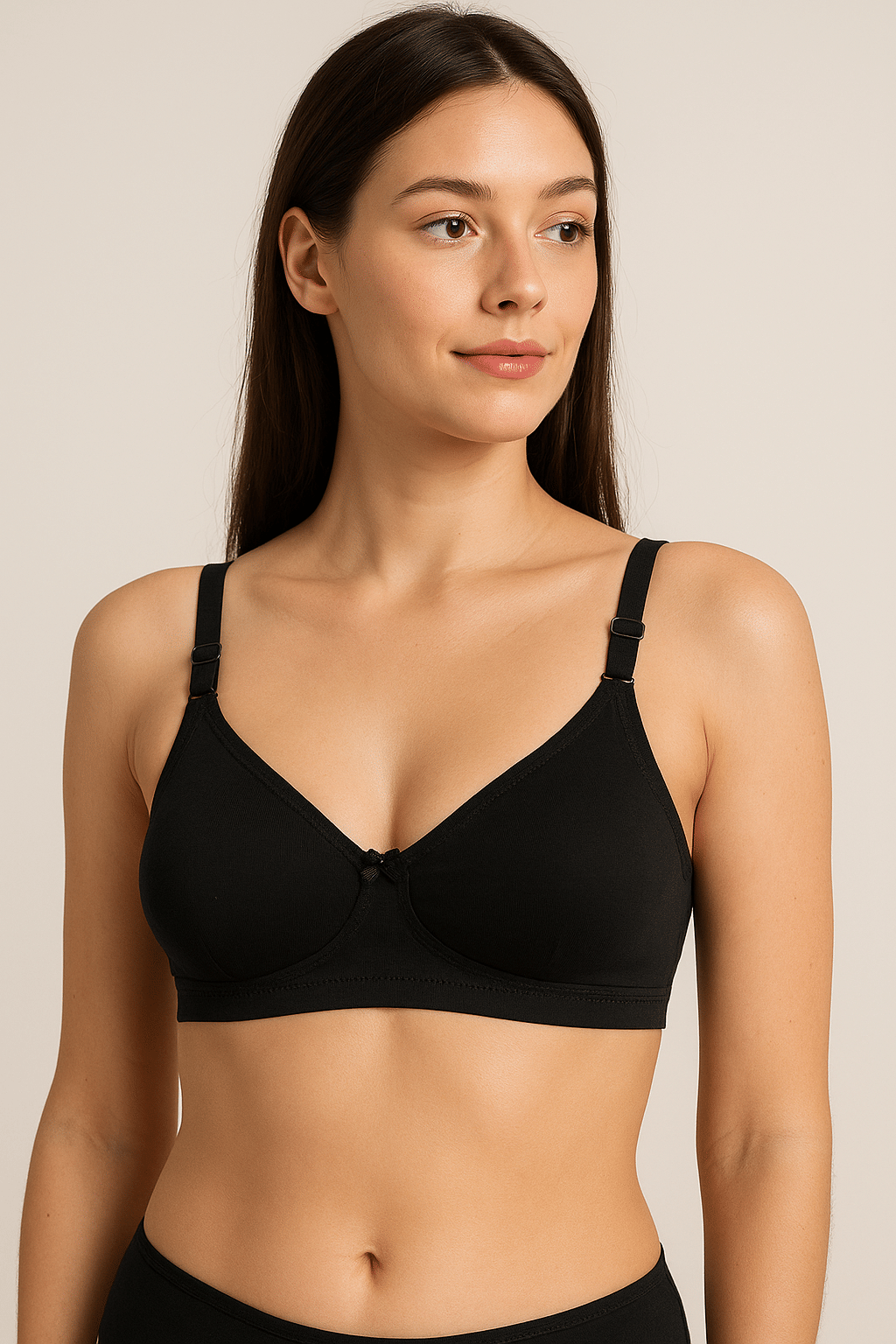     			HERBLOURE Pack of 1 Cotton Blend Non Padded T-Shirt Bra For Women ( Black )