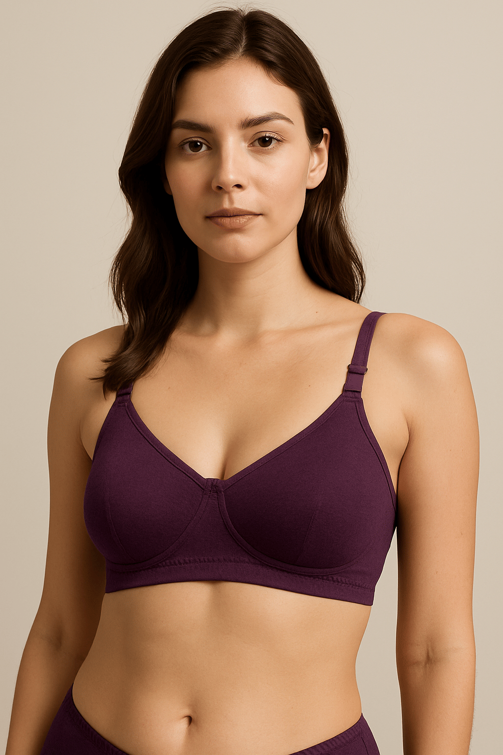 HERBLOURE Pack of 1 Cotton Blend Non Padded T-Shirt Bra For Women ( Purple )     			HERBLOURE Pack of 1 Cotton Blend Non Padded T-Shirt Bra For Women ( Purple )