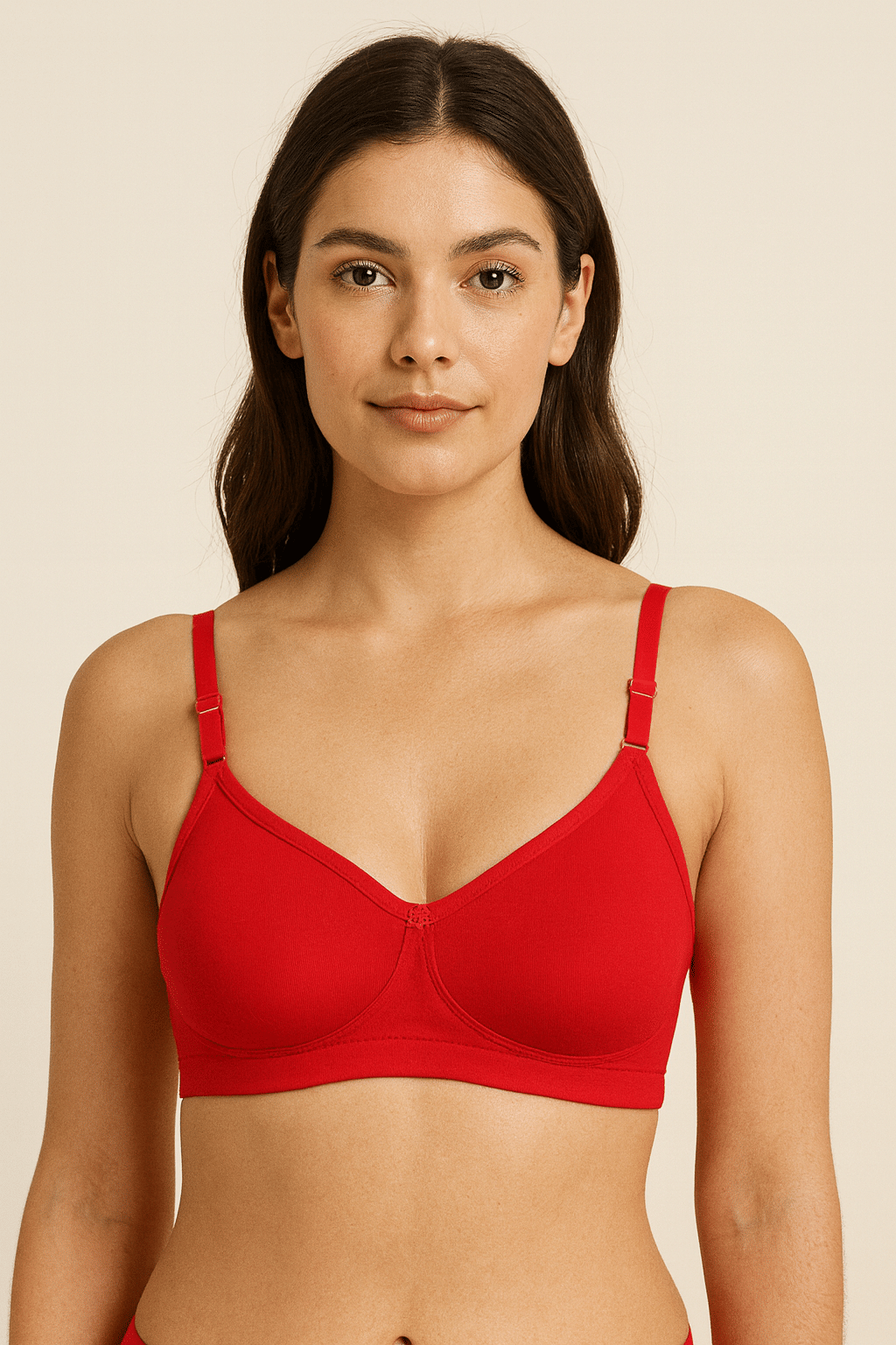 HERBLOURE Pack of 1 Cotton Blend Non Padded T-Shirt Bra For Women ( Red )     			HERBLOURE Pack of 1 Cotton Blend Non Padded T-Shirt Bra For Women ( Red )
