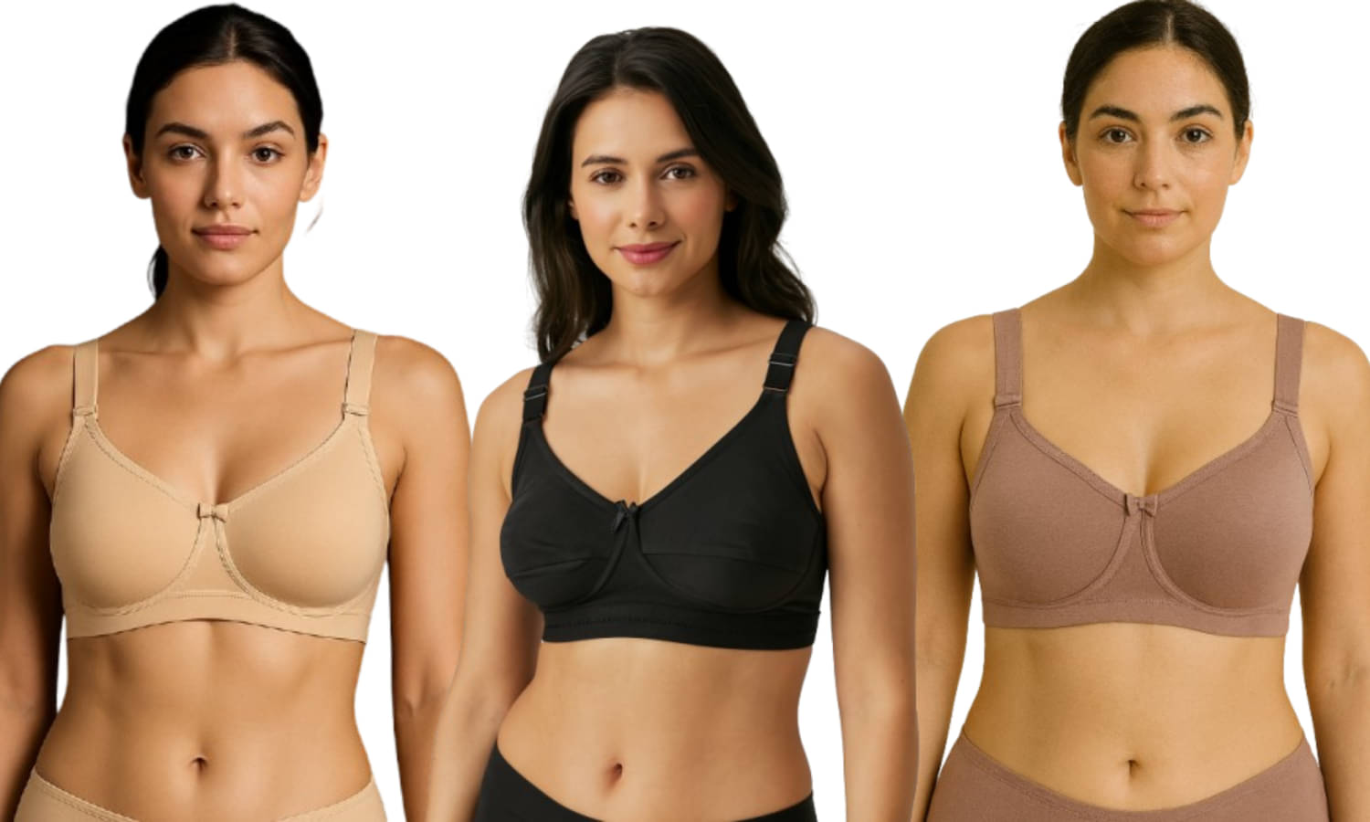 HERBLOURE Pack of 3 Cotton Blend Lightly Padded T-Shirt Bra For Women ( Multicolor ) HERBLOURE Pack of 3 Cotton Blend Lightly Padded T-Shirt Bra For Women ( Multicolor )