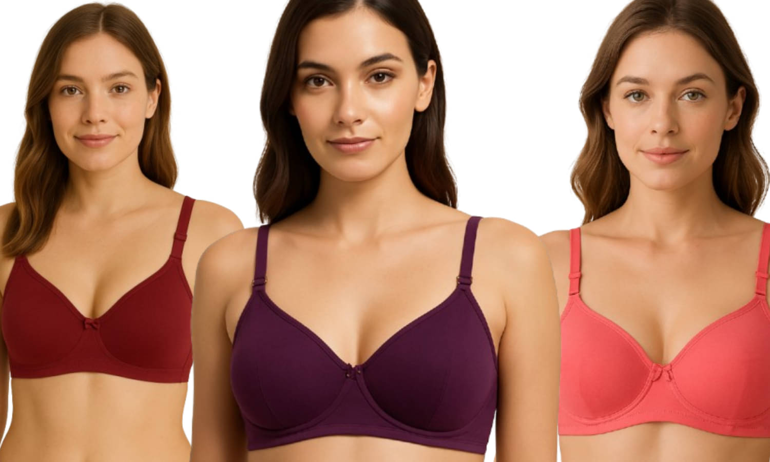 HERBLOURE Pack of 3 Cotton Blend Lightly Padded Push Up Bra For Women ( Multicolor 2 )     			HERBLOURE Pack of 3 Cotton Blend Lightly Padded Push Up Bra For Women ( Multicolor 2 )