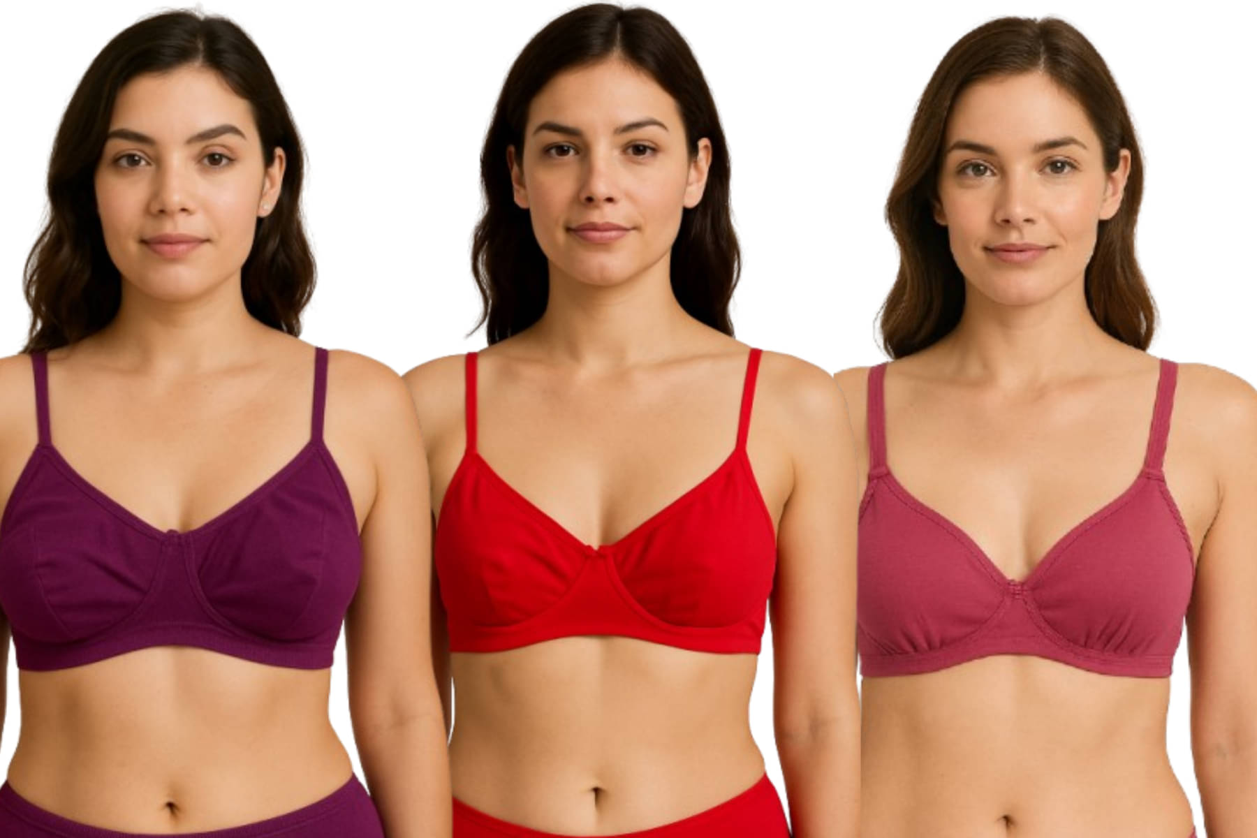 HERBLOURE Pack of 3 Cotton Blend Heavily Padded Push Up Bra For Women ( Multicolor )     			HERBLOURE Pack of 3 Cotton Blend Heavily Padded Push Up Bra For Women ( Multicolor )