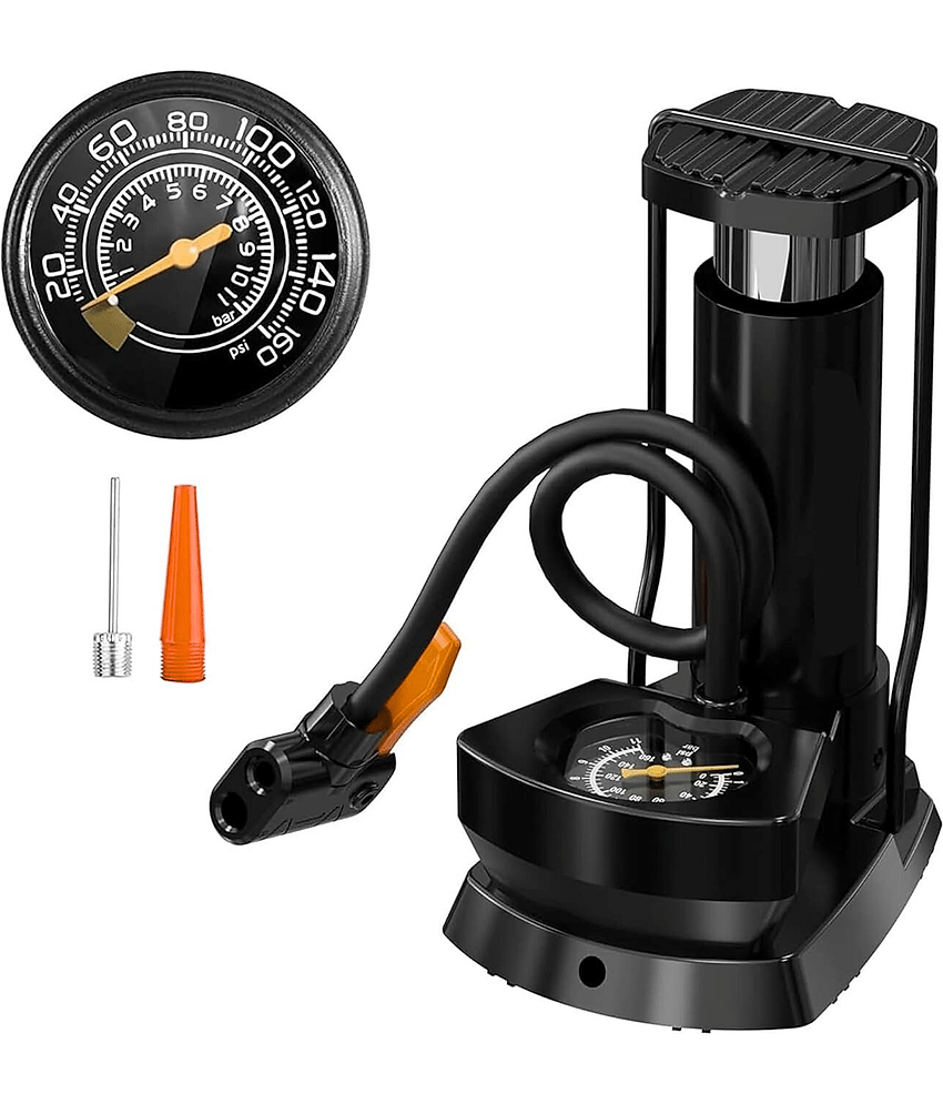 Heavy Duty Floor Mounted Air Pump with Gauge for Bike & Bicycle - Sports and Fitness Equipment | Buy online on ZillyBuy