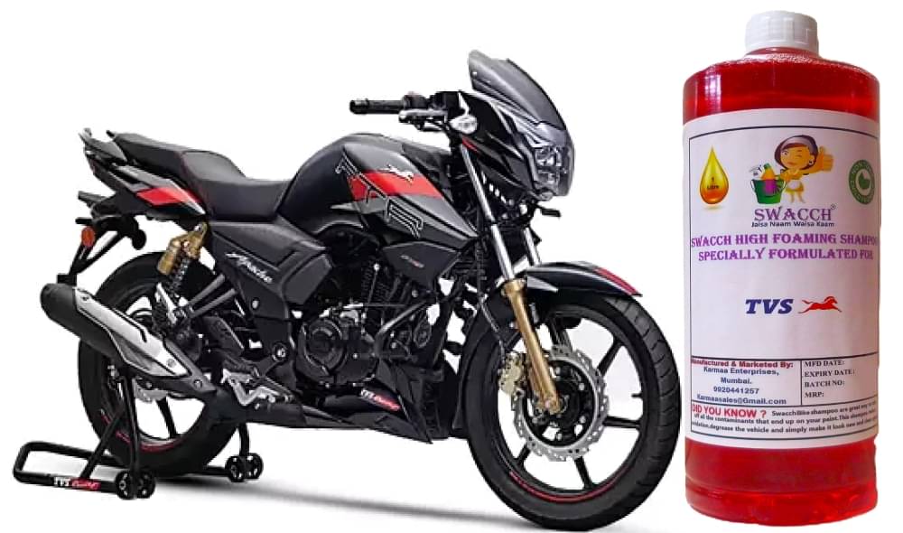 High Foaming Bike Shampoo Formulated For TVS Apache RTR 180 , Thick Foam with Wax Coat I Non-Toxic Formula I Ph Balanced I Super Saver Pack I Premium Wax Formulation I Glossy & Shine I 1 Litre     			High Foaming Bike Shampoo Formulated For TVS Apache RTR 180 , Thick Foam with Wax Coat I Non-Toxic Formula I Ph Balanced I Super Saver Pack I Premium Wax Formulation I Glossy & Shine I 1 Litre
