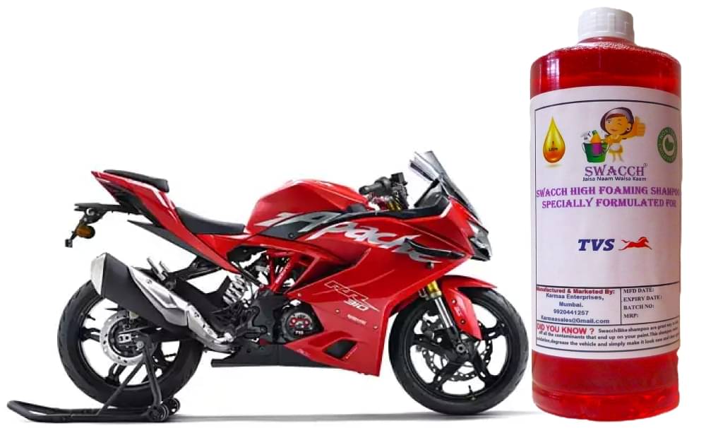 High Foaming Bike Shampoo Formulated For TVS Apache RR 310 , Thick Foam with Wax Coat I Non-Toxic Formula I Ph Balanced I Super Saver Pack I Premium Wax Formulation I Glossy & Shine I 1 Litre     			High Foaming Bike Shampoo Formulated For TVS Apache RR 310 , Thick Foam with Wax Coat I Non-Toxic Formula I Ph Balanced I Super Saver Pack I Premium Wax Formulation I Glossy & Shine I 1 Litre