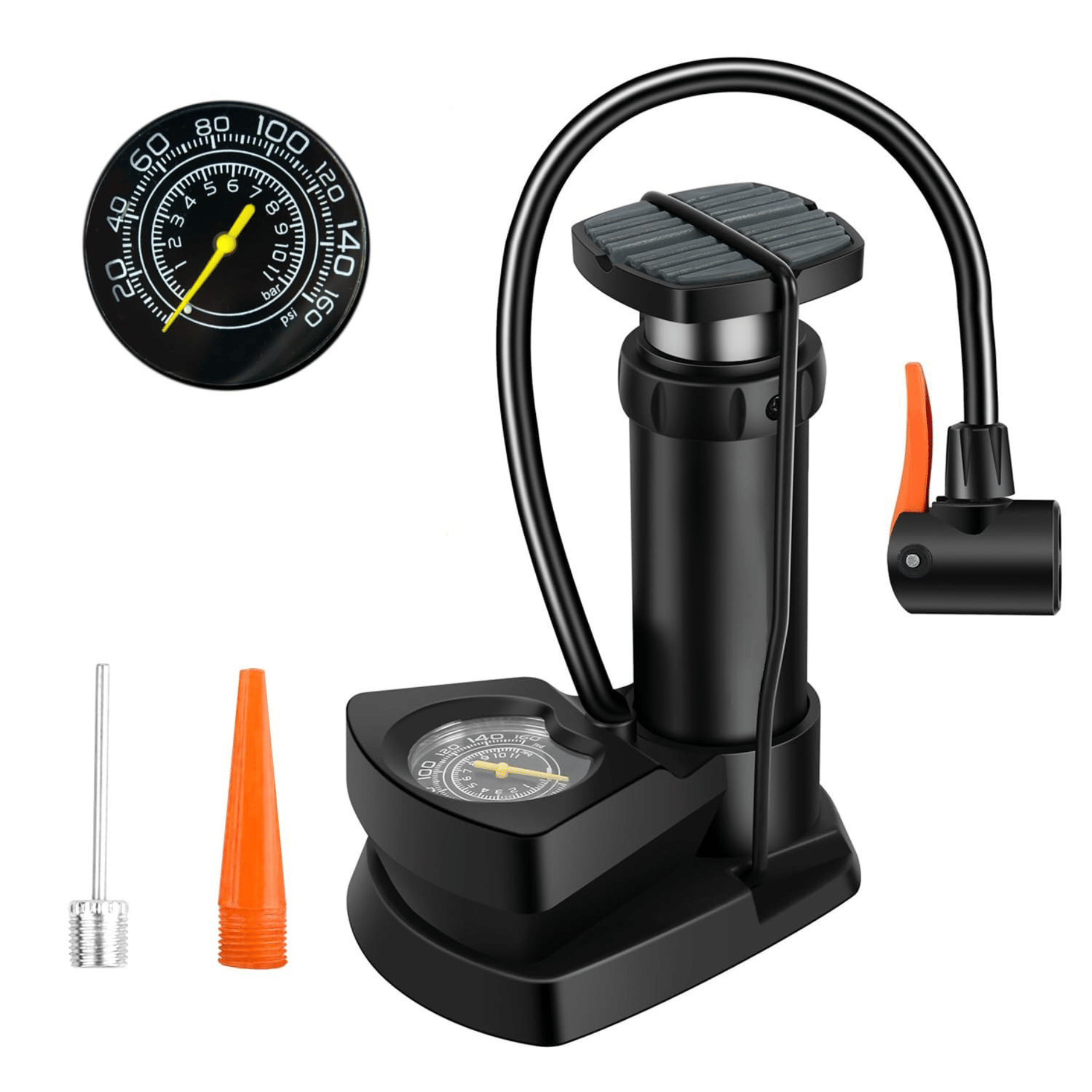 High Pressure Foot Air Pump with Gauge for Bicycle - Portable Floor Pump High Pressure Foot Air Pump with Gauge for Bicycle - Portable Floor Pump