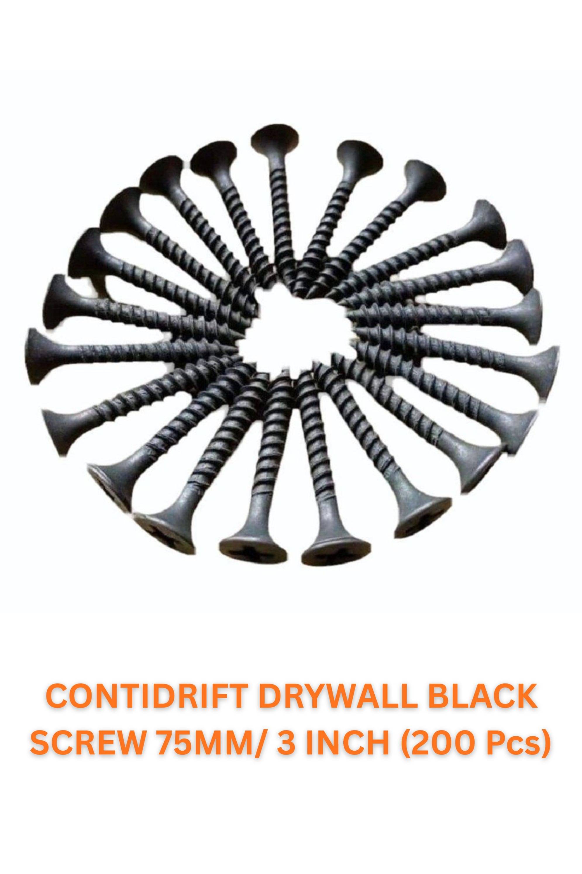 JMD DECOR Contidrift Drywall Black Screw 75mm (3 Inch) – Pack of 200 | Gypsum Board Philips Head Screws for Wall & Ceiling Fittings JMD DECOR Contidrift Drywall Black Screw 75mm (3 Inch) – Pack of 200 | Gypsum Board Philips Head Screws for Wall & Ceiling Fittings
