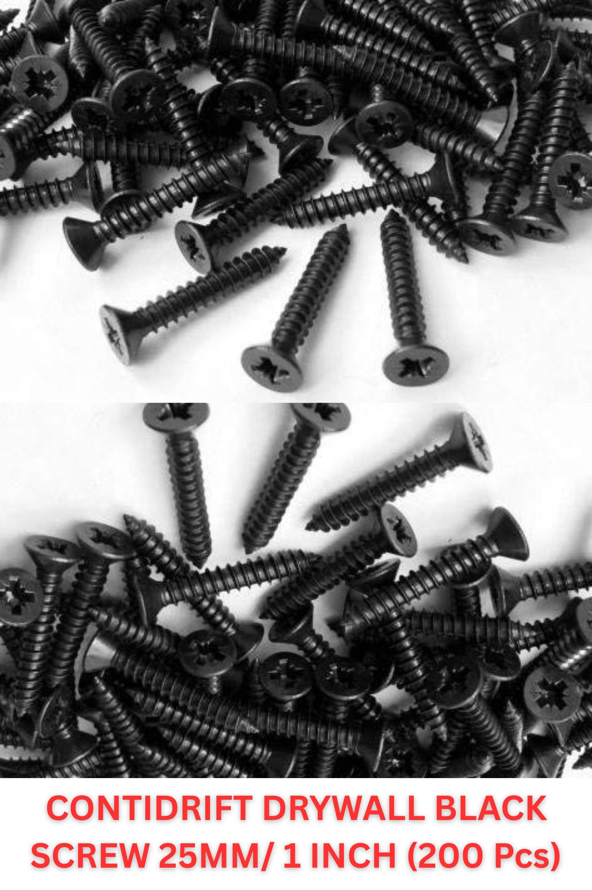 JMD DECOR Contidrift Drywall Black Screw 25mm (1 Inch) – Pack of 200 | Gypsum Board Philips Head Screws for Wall & Ceiling Fittings JMD DECOR Contidrift Drywall Black Screw 25mm (1 Inch) – Pack of 200 | Gypsum Board Philips Head Screws for Wall & Ceiling Fittings