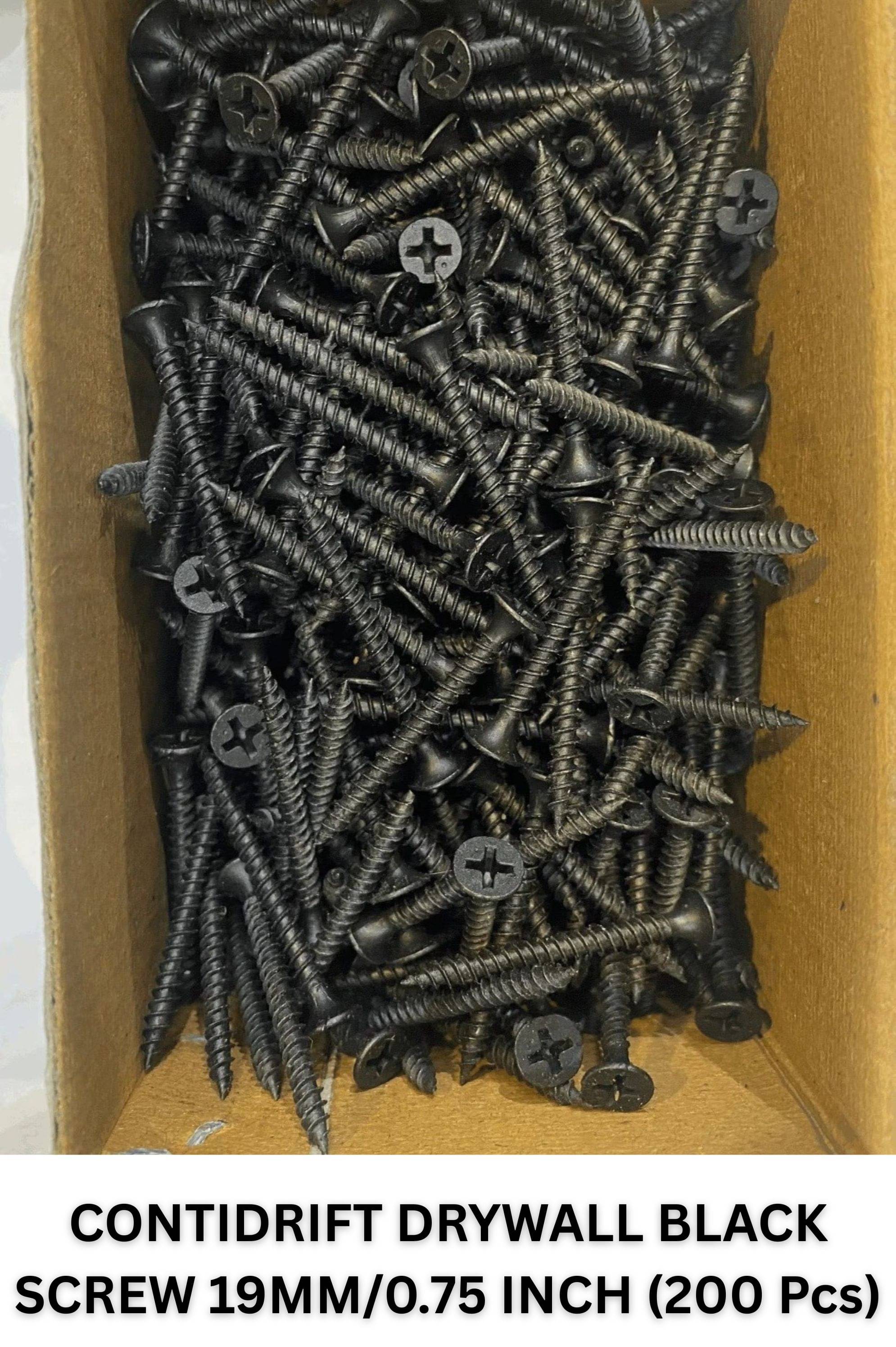 JMD DECOR Contidrift Drywall Black Screw 19mm (0.75 Inch) – Pack of 200 | Gypsum Board Philips Head Screws for Wall & Ceiling Fittings JMD DECOR Contidrift Drywall Black Screw 19mm (0.75 Inch) – Pack of 200 | Gypsum Board Philips Head Screws for Wall & Ceiling Fittings