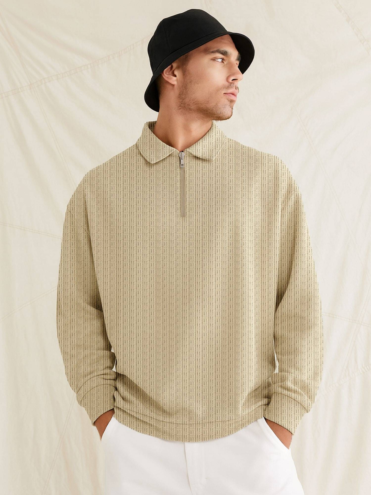 JUMP CUTS Cotton Blend Polo Collar Men's Sweatshirt - Black ( Pack of 1 ) JUMP CUTS Cotton Blend Polo Collar Men's Sweatshirt - Black ( Pack of 1 )