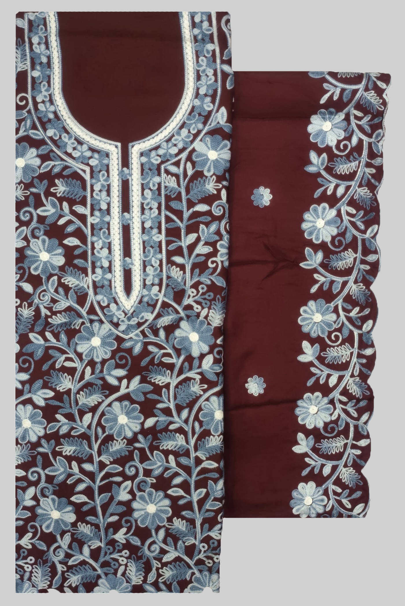 KASHMIRI Women Woollen Unstitched Dress Material ( Maroon )     			KASHMIRI Women Woollen Unstitched Dress Material ( Maroon )