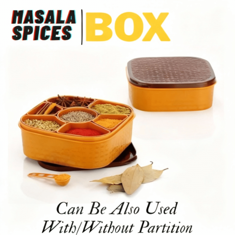     			KAVYA KITCHENWARE Masala Storage Box Plastic Brown Spice Container ( Set of 1 )
