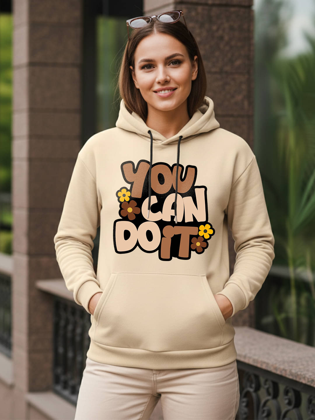 Kanhuzzz Women Fleece Hooded Sweatshirt For Heavy Winters ( Beige )     			Kanhuzzz Women Fleece Hooded Sweatshirt For Heavy Winters ( Beige )