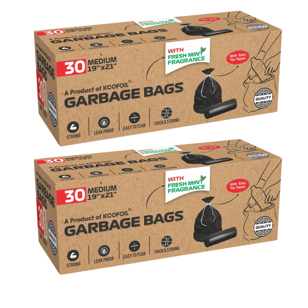     			Kcofoil Medium 19"x21"|30BAGSx2 Roll|Leak Proof,Thick & Strong|For both dry & Wet waste Medium 20 L Garbage Bag Pack Of 60