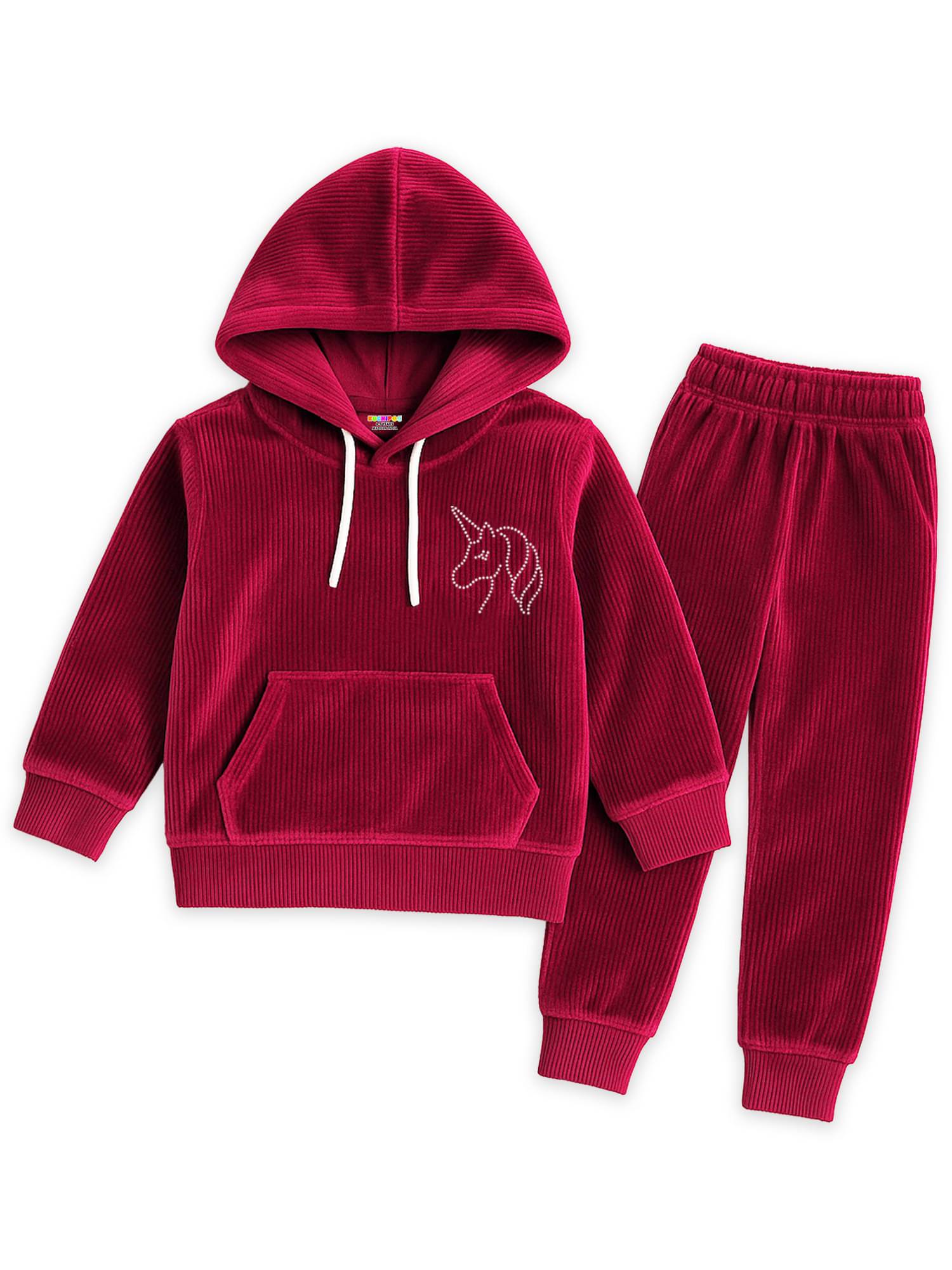     			Kuchipoo Pack of 1 Girls Velvet Sweartshirt & Trackpants ( Dark Red )