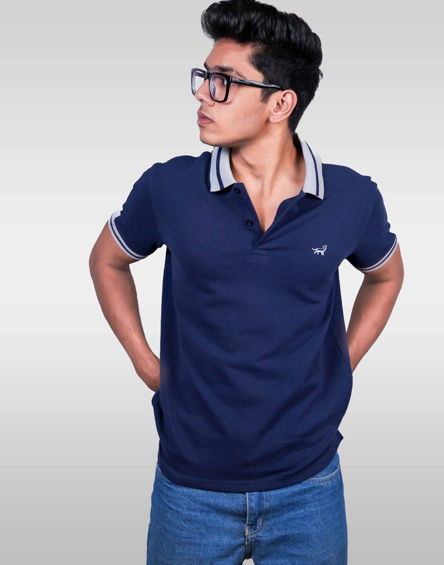 LYNX Men Cotton Relaxed Fit Striped T-Shirt ( Blue )     			LYNX Men Cotton Relaxed Fit Striped T-Shirt ( Blue )