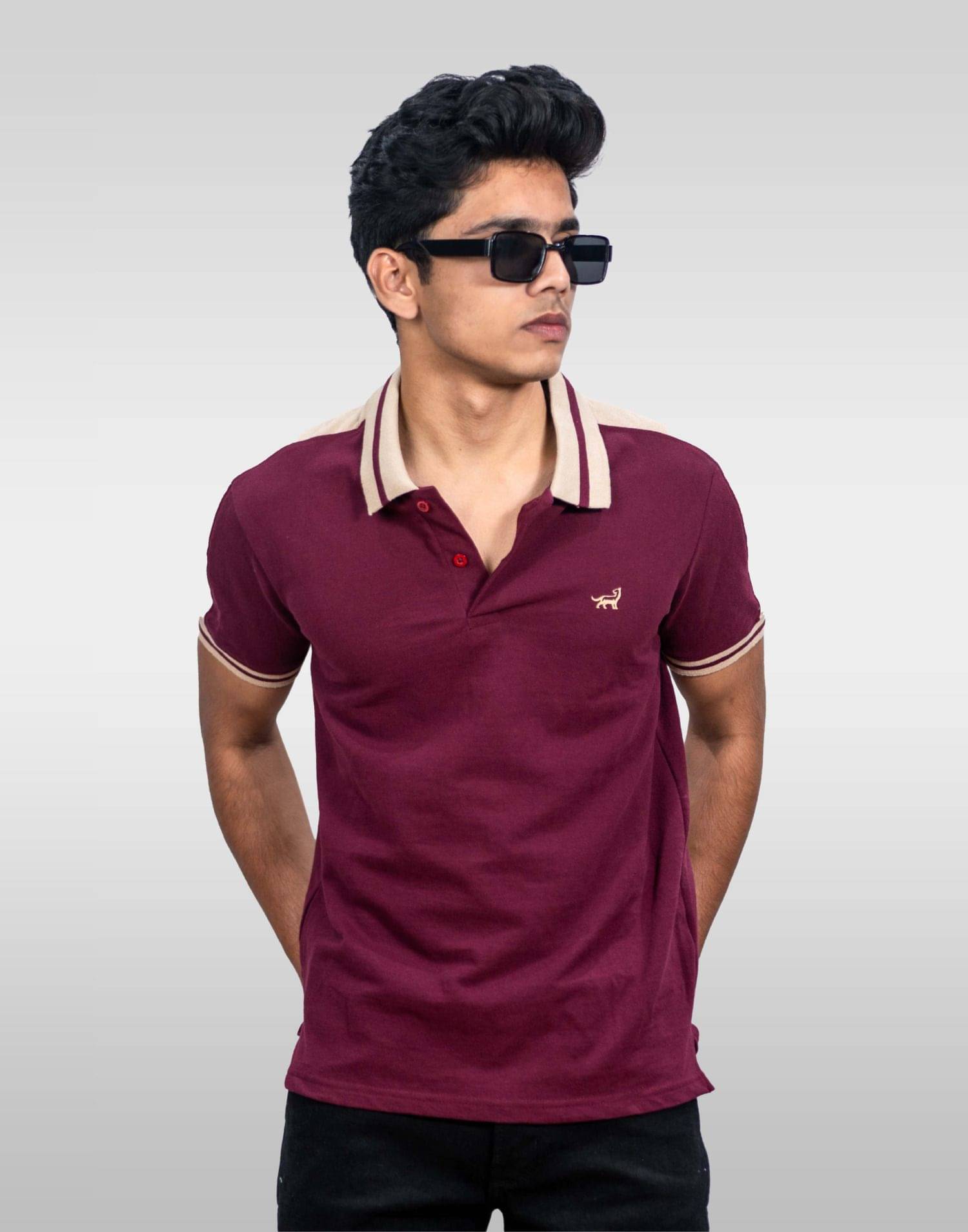 LYNX Men Cotton Relaxed Fit Striped T-Shirt ( Maroon )     			LYNX Men Cotton Relaxed Fit Striped T-Shirt ( Maroon )