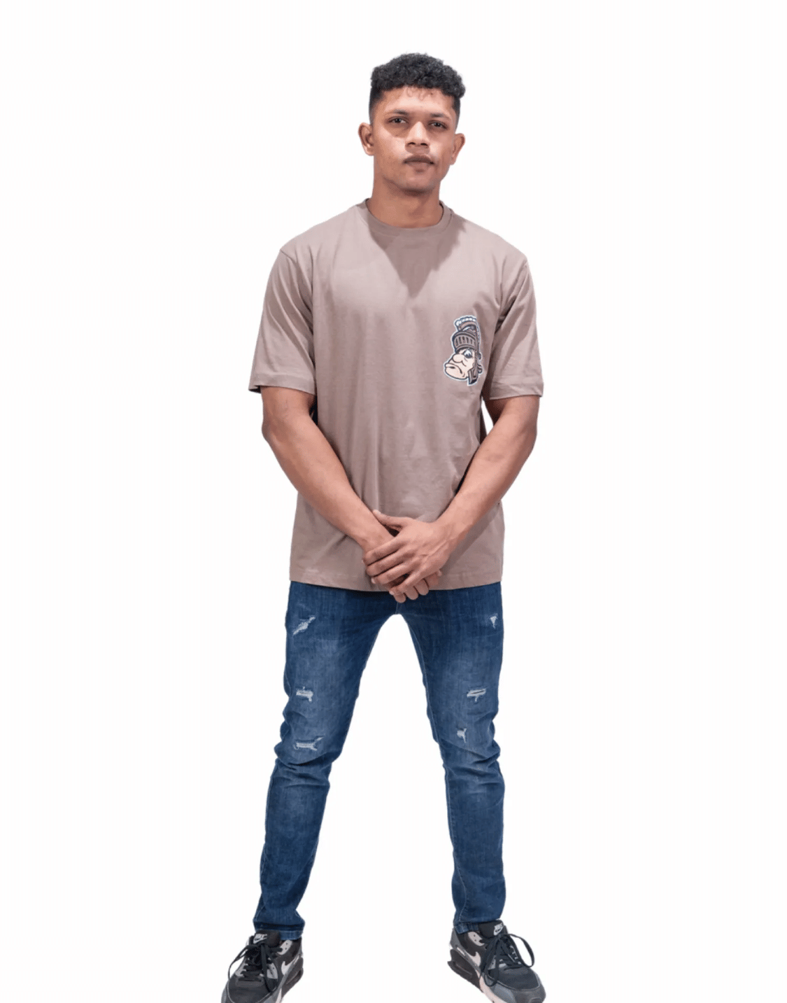 LYNX Men Cotton Relaxed Fit Printed T-Shirt ( Khaki )     			LYNX Men Cotton Relaxed Fit Printed T-Shirt ( Khaki )