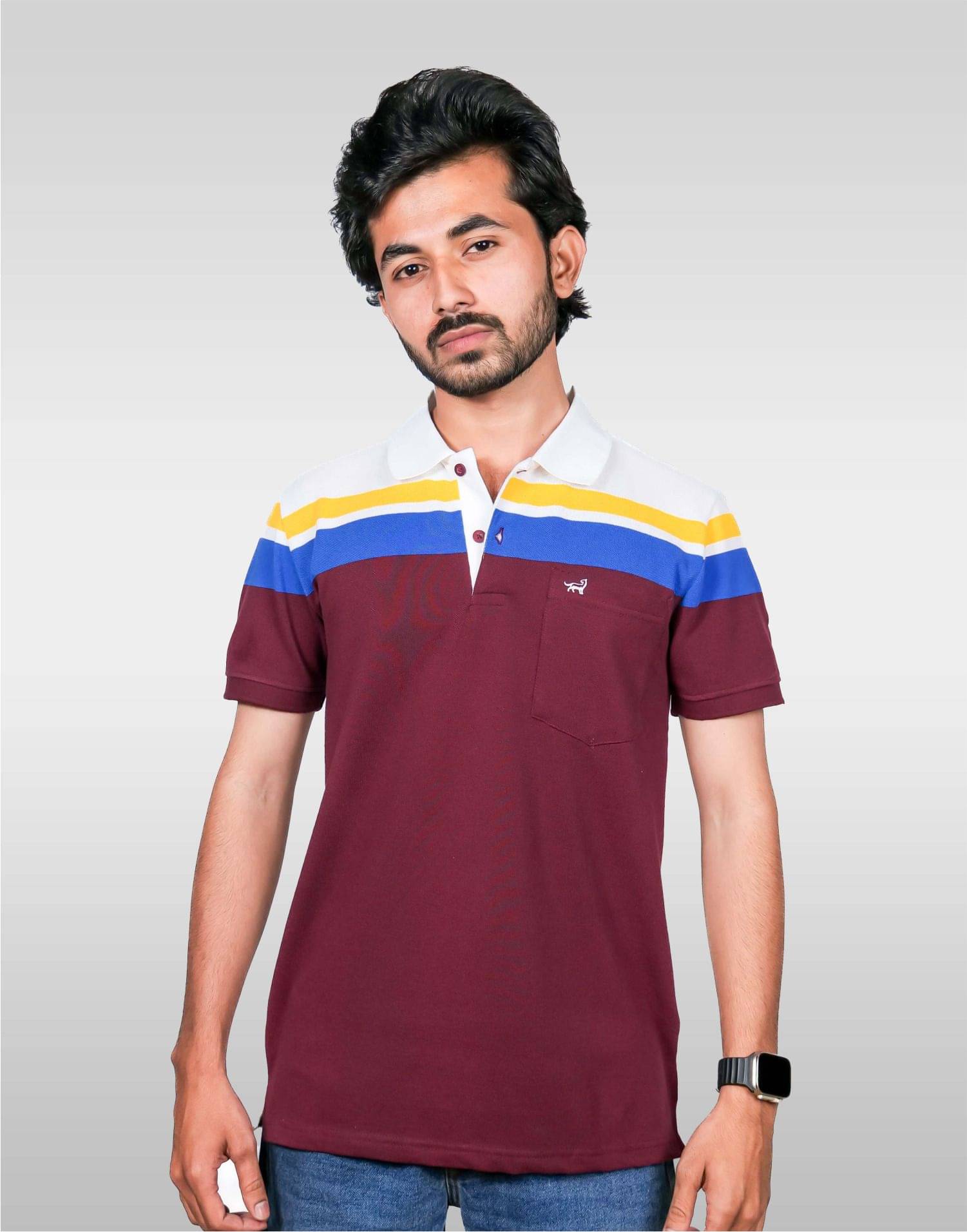 LYNX Men Cotton Relaxed Fit Striped T-Shirt ( Brown )     			LYNX Men Cotton Relaxed Fit Striped T-Shirt ( Brown )