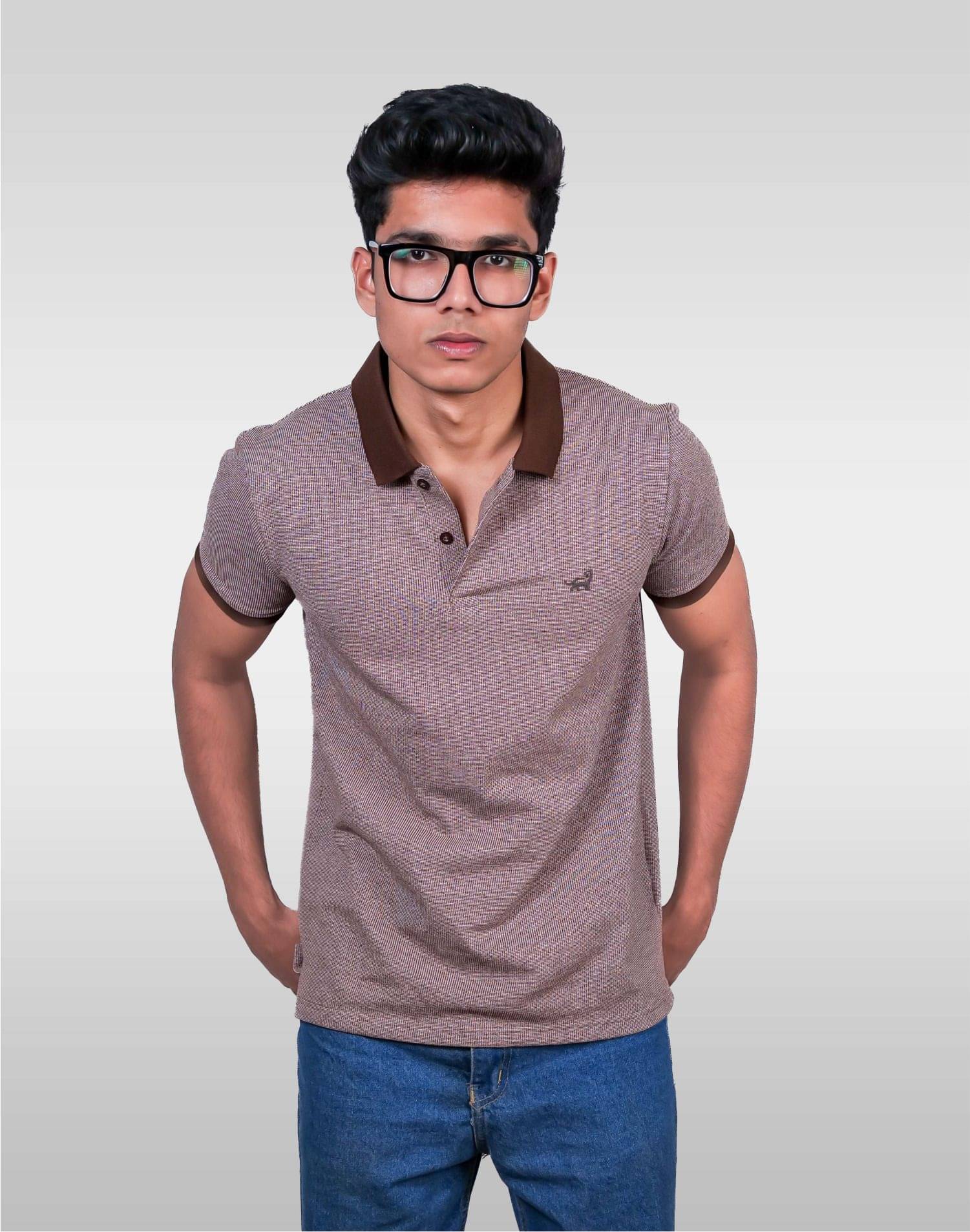 LYNX Men Cotton Relaxed Fit Striped T-Shirt ( Brown )     			LYNX Men Cotton Relaxed Fit Striped T-Shirt ( Brown )