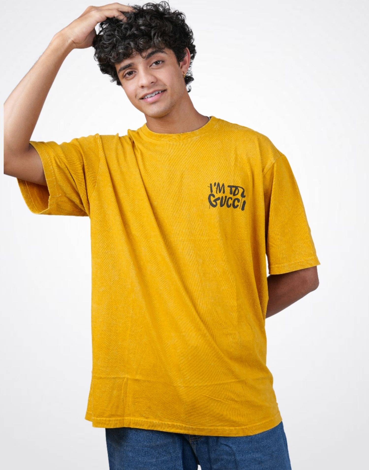 LYNX Men Cotton Relaxed Fit Printed T-Shirt ( Yellow )     			LYNX Men Cotton Relaxed Fit Printed T-Shirt ( Yellow )