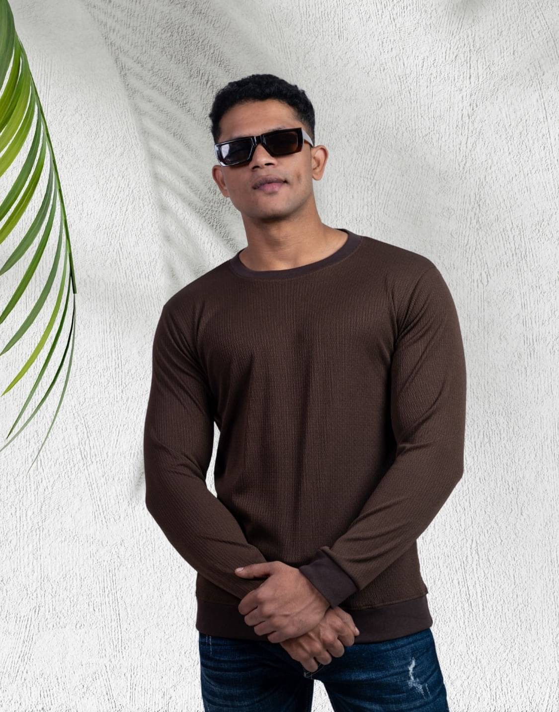 LYNX Men Cotton Relaxed Fit Self Design T-Shirt ( Brown )     			LYNX Men Cotton Relaxed Fit Self Design T-Shirt ( Brown )