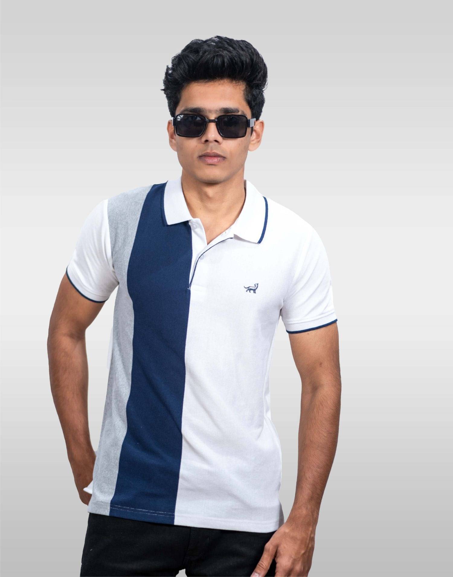 LYNX Men Cotton Relaxed Fit Striped T-Shirt ( Blue )     			LYNX Men Cotton Relaxed Fit Striped T-Shirt ( Blue )